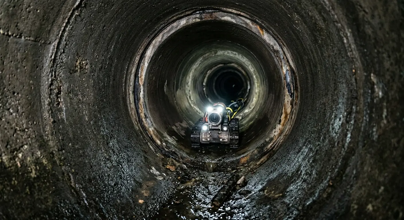 Robotic sewer camera inspecting pipe interior for Sewer Line Cleaning in Buffalo Grove